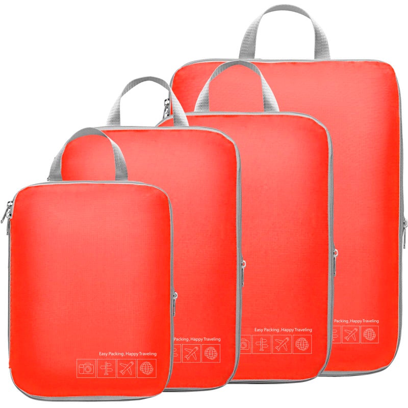 Cambond Compression Packing Cubes for Travel - 4 Pack Lightweight Expandable Luggage Packing Organizers Travel Essentials Accessories Bags Compression Cubes Space Saver for Carry on Suitcases, Red - Image 1